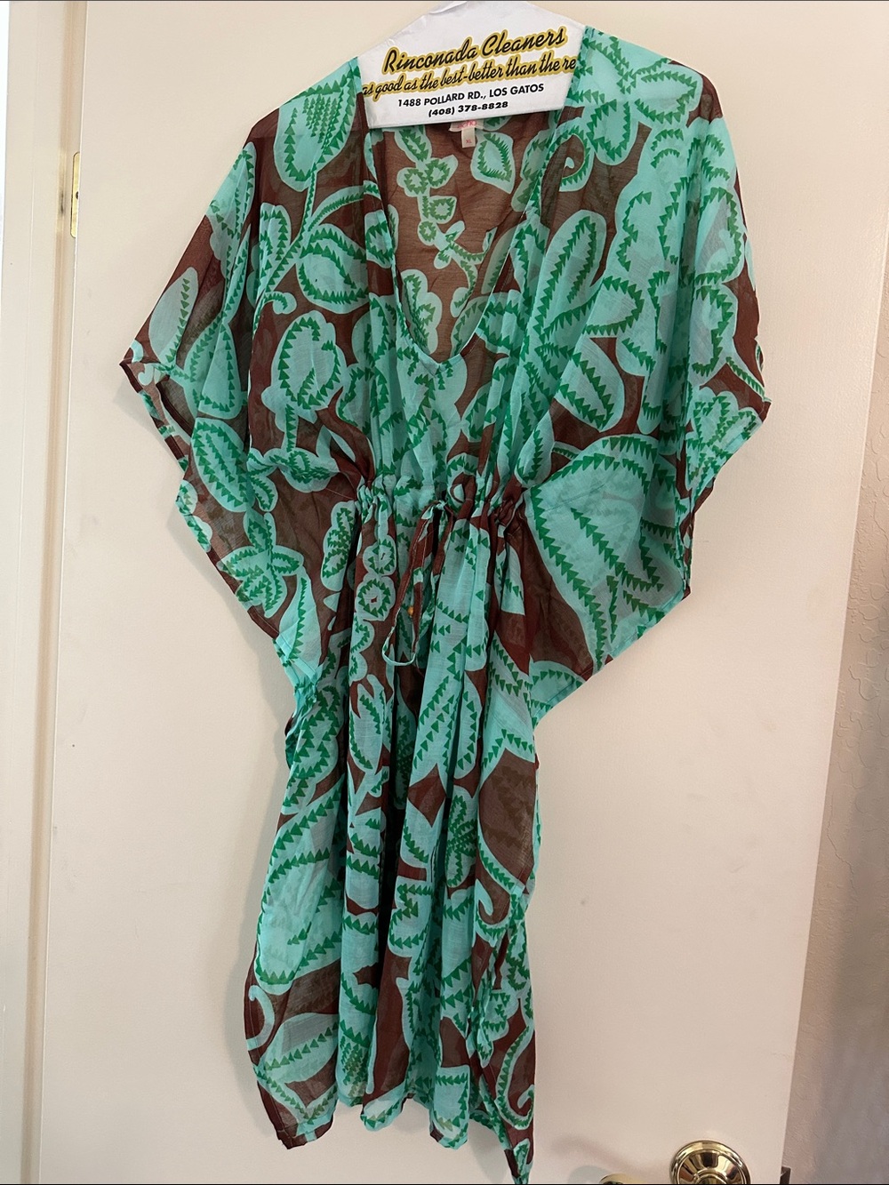 Echo Brown and Mint Green Printed Cover-Up